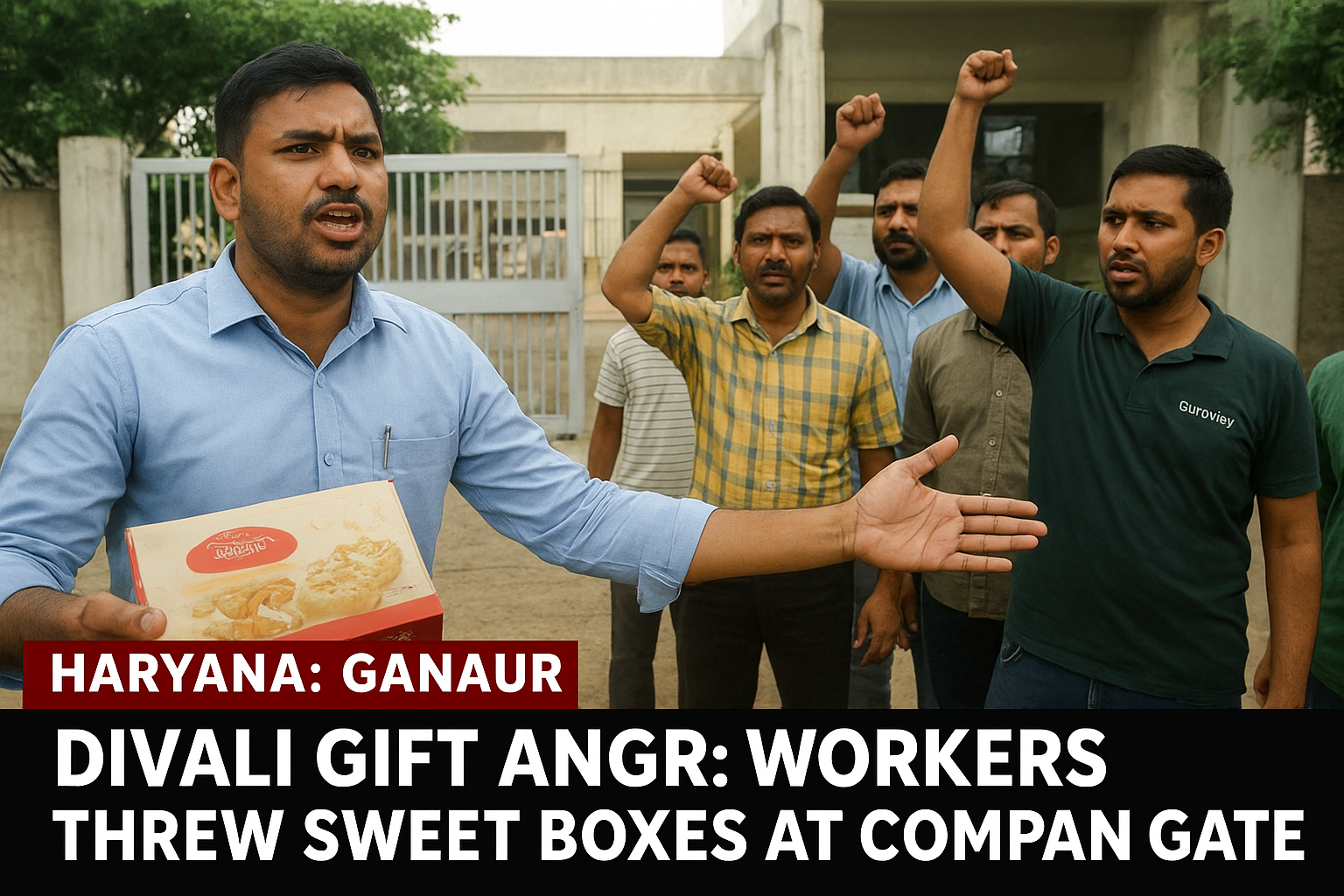 दिवाली गिफ्ट विवाद: गनौर कंपनी के गेट पर फेंके बॉक्स